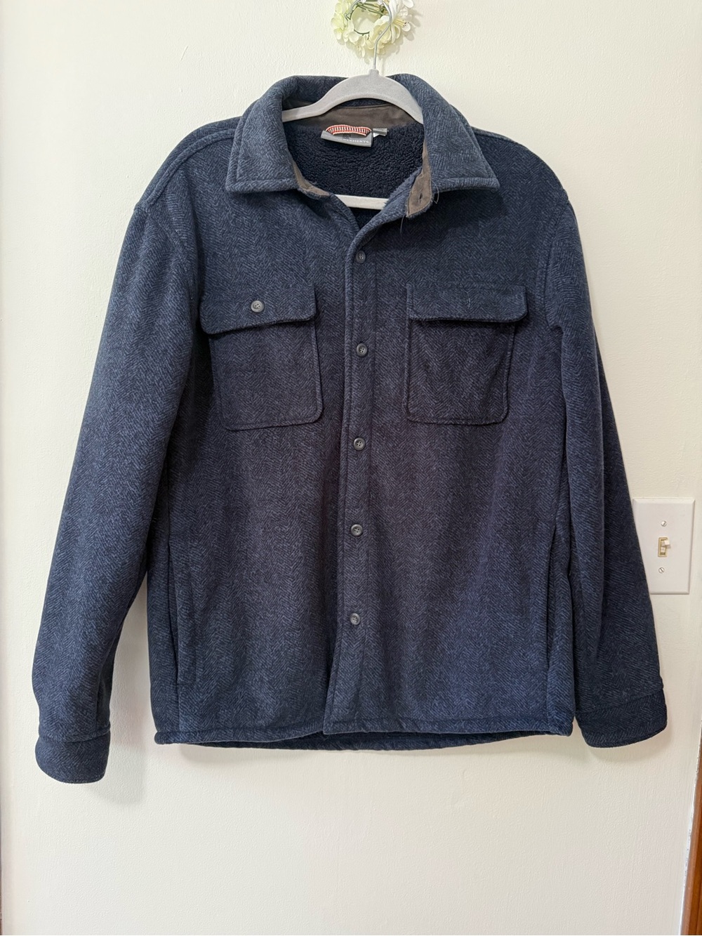 Men's Lightweight Button-Front Shirt Jacket - Navy